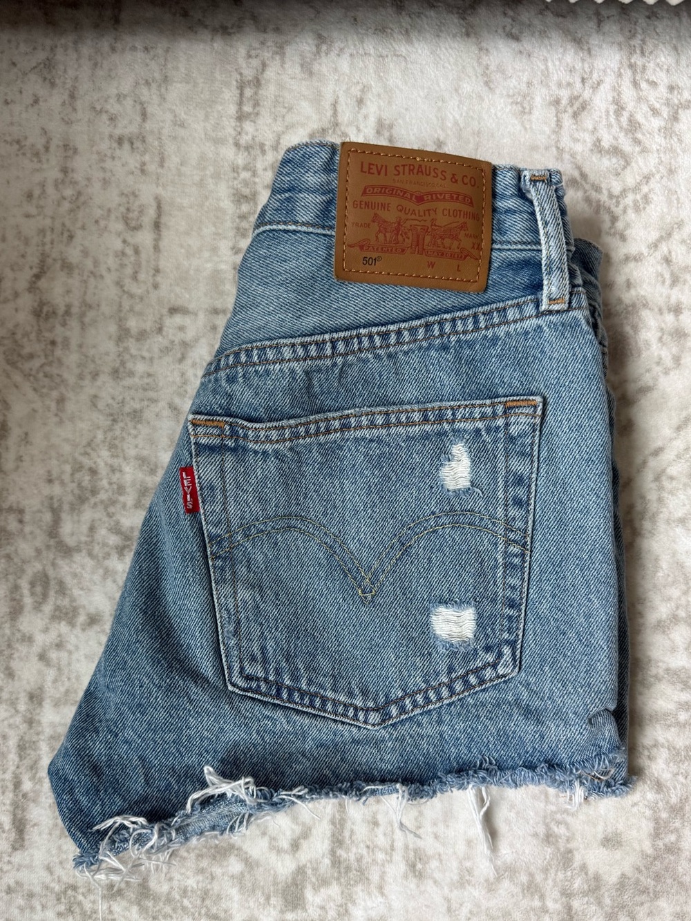 Levi's Light Blue Distressed Denim Shorts